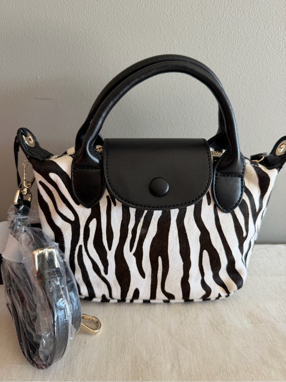 House of Harlow 1960 Black & White Zebra Mini Satchel